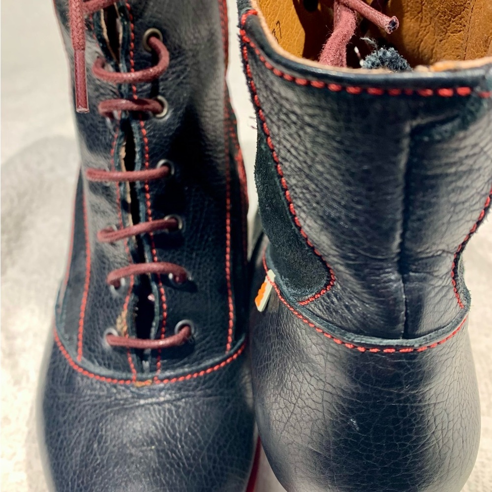 The Art Company Leather Ankle Boots Black & Red Lace-Up 36 / US 7 Spain - Picture 4 of 5